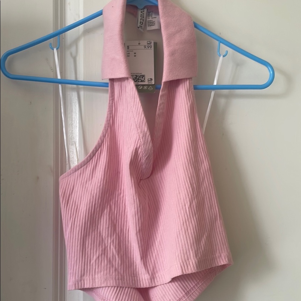 Pink Sleeveless Halter Top